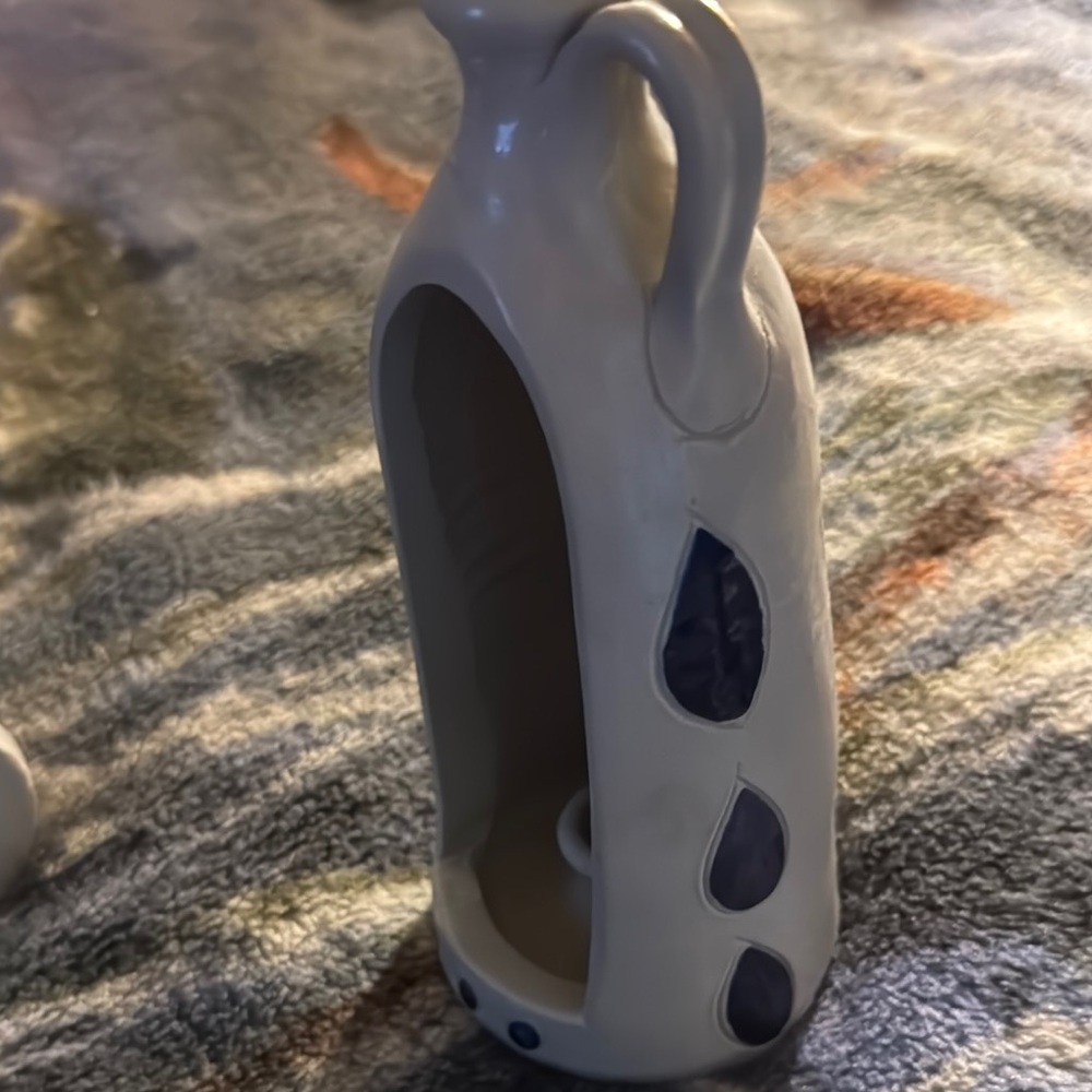 Elegant Cream and Blue Ceramic Vase